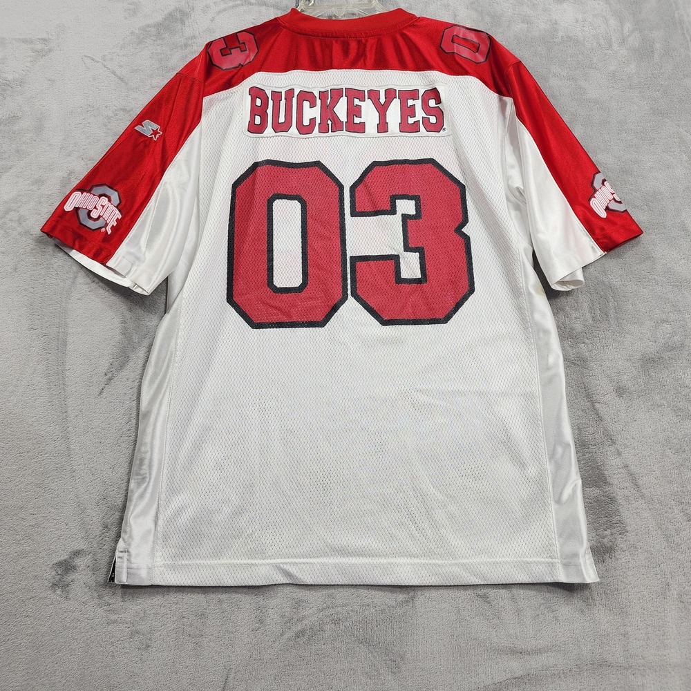Ohio State Buckeyes Jersey Mens L White Red NCAA Football Starter 03 Graphic 90s - Picture 5 of 10